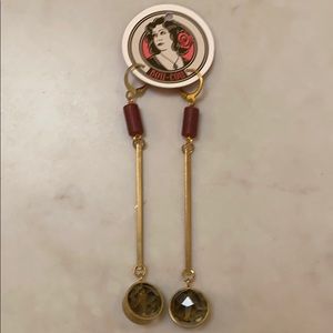NWT. Bou Cou drop earrings with red beads